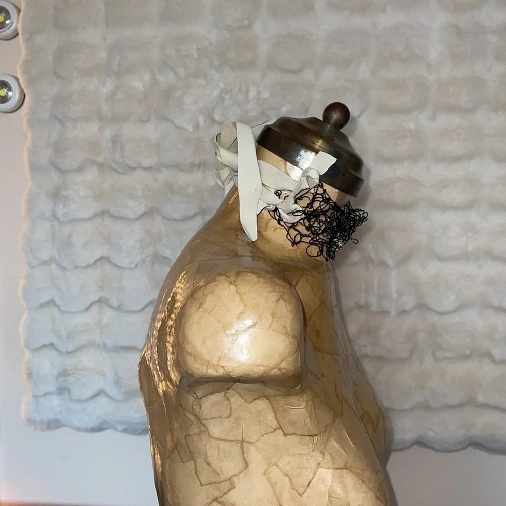 HANDCRAFTED hand knitted wire necklace or bracelet by me with leather straps NWT - Picture 6 of 15